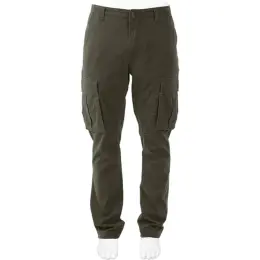Mens Heritage Slim Fit Cargo Trousers Olive Front